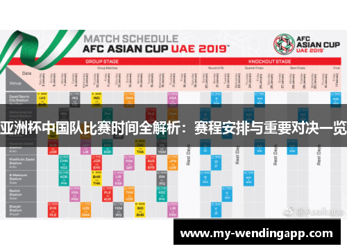 亚洲杯中国队比赛时间全解析：赛程安排与重要对决一览